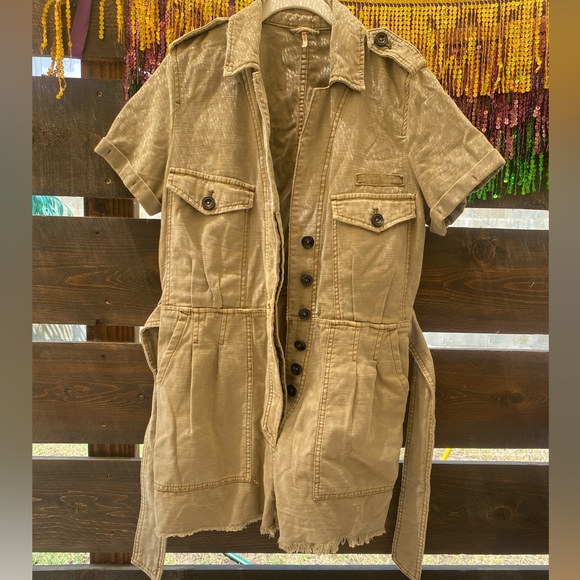 Free People Tan Utility Romper - Picture 2 of 11